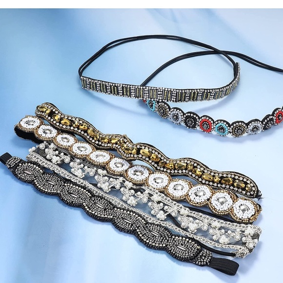6 Pcs Rhinestone Elastic Headbands - Picture 2 of 6